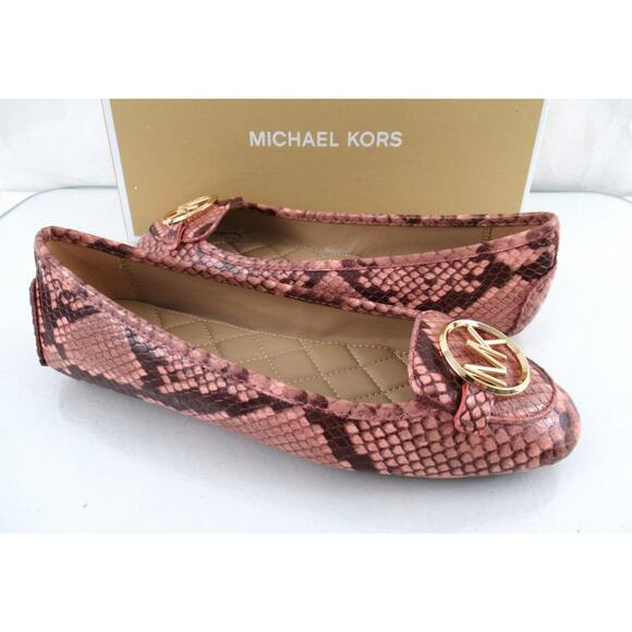 Michael Kors Lillie Moccasin Flat Shoes MK Logo at Vamp Shell Pink Size 7 - Picture 3 of 8